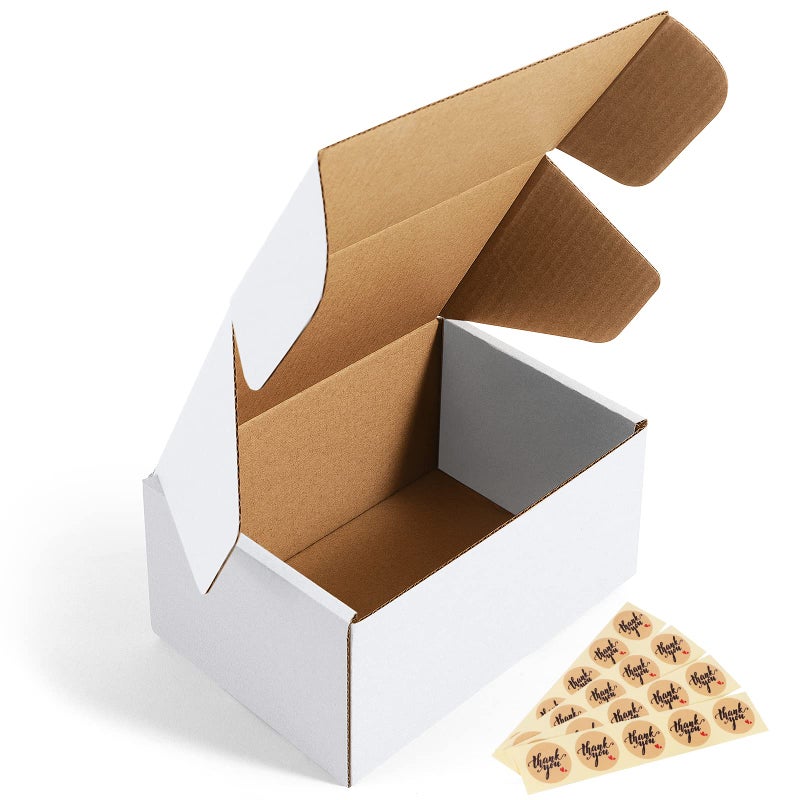 Eupako 6x4x3 Shipping Boxes Small Corrugated Cardboard Box - 25 Pack White Mailing Boxes for Packaging Small Business, Mailer Box - Image 1